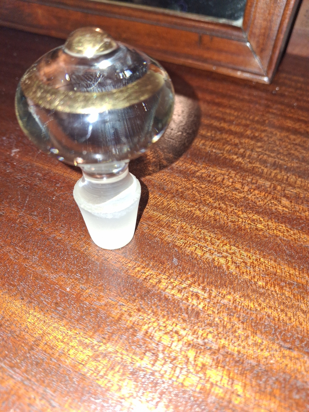 Clear Glass Bottle Stopper with Gold Accent